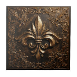 Dekorativ Fransk Metallic Guld Fleur de Lis Kakelplatta