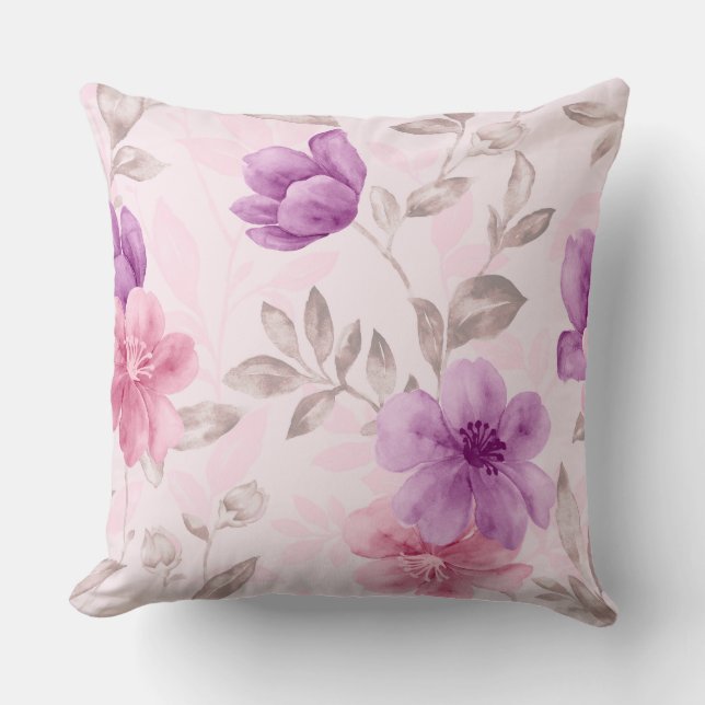 Dekorativ fyllning för rosa Blommigt Kudde (Framsida)