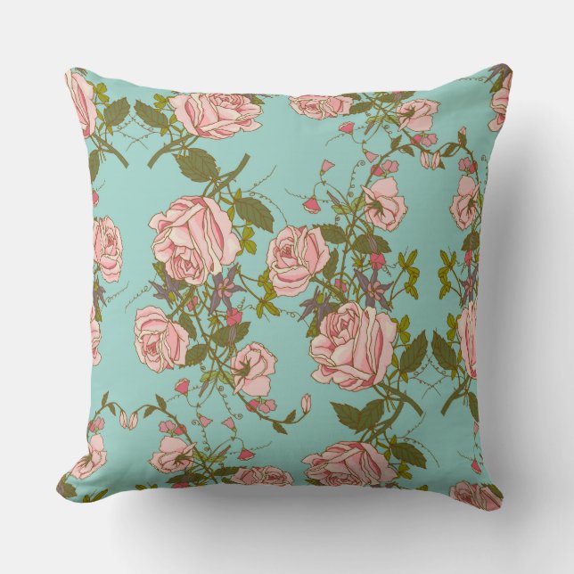 Dekorativ fyllning för rosa ros Mönster Kudde (Framsida)