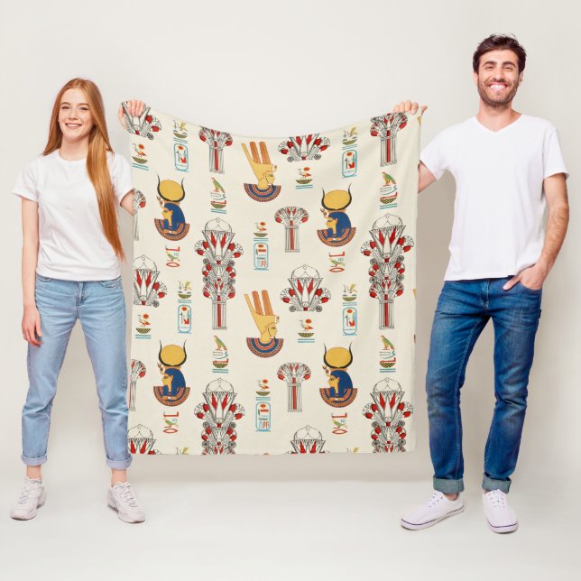 Dekorativ gammal egyptisk, sömlös mönster fleecefilt (På plats)