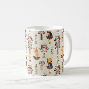 Dekorativ gammal egyptisk, sömlös mönster kaffemugg