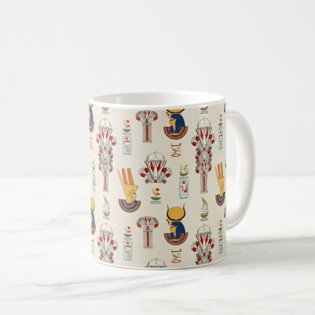 Dekorativ gammal egyptisk, sömlös mönster kaffemugg (Framsida höger)