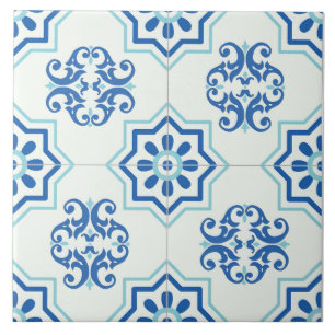 Dekorativ geometrisk blå panel kakelplatta