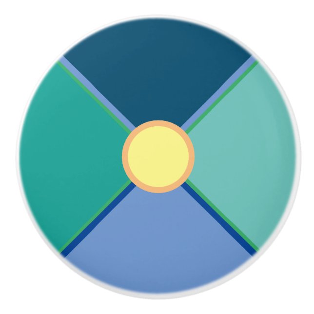 Dekorativ geometrisk teal grönt, citrusfrukter och knopp (Framsidan)