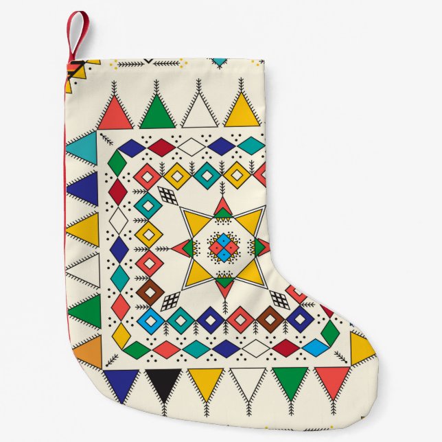Dekorativ geometrisk upprepning av mönster inspire liten julstrumpa (Framsidan)