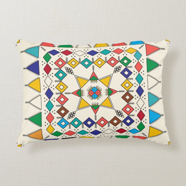 Dekorativ geometrisk upprepning av mönster inspire prydnadskudde (Framsidan)