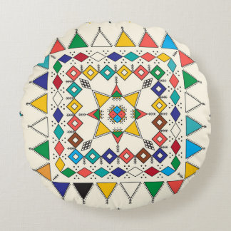 Dekorativ geometrisk upprepning av mönster inspire rund kudde