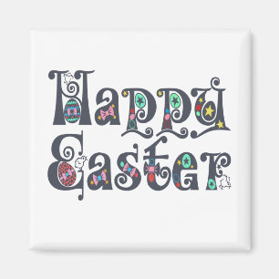 Dekorativ Glad påsk-typografi Magnet