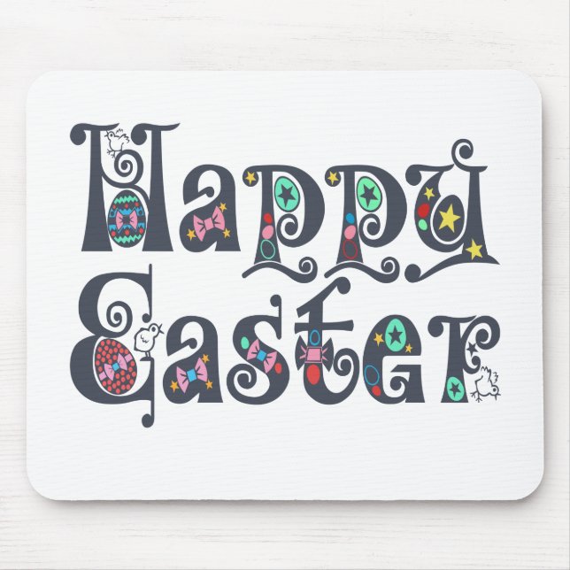 Dekorativ Glad påsk-typografi | Mousepad Musmatta (Framsidan)