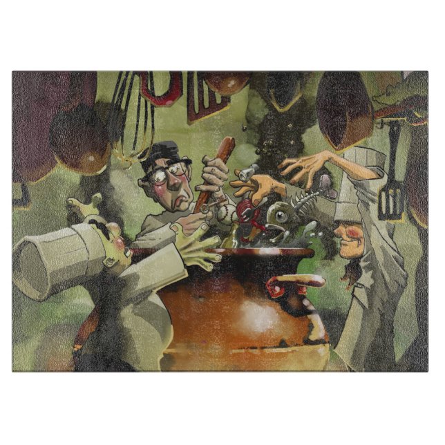 Dekorativ Glass skärbräda för 3 kockar (Framsidan)