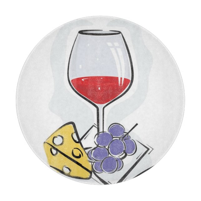 Dekorativ Glass skärbräda för vin & för ost (Framsidan)