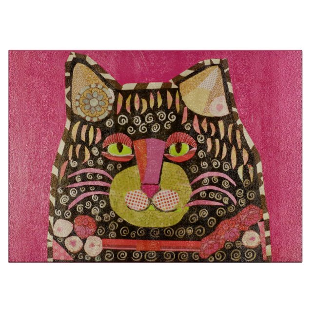 Dekorativ Glass skärbräda med Divakatten (Framsidan)