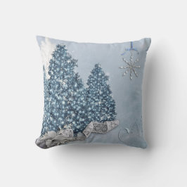 Dekorativ god jul för snöblått- & vitboll kudde