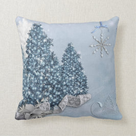 Dekorativ god jul för snöblått- & vitboll kudde