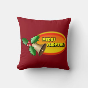 Dekorativ God jul holly badge oval text Kudde