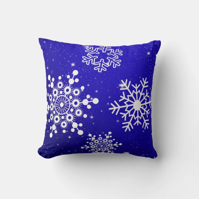 Dekorativ God jul Snowflake White Blue Kudde (Framsida)