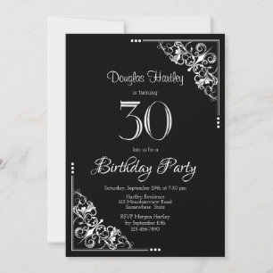 Dekorativ Gräns 30års födelsedag Party Inbjudningar