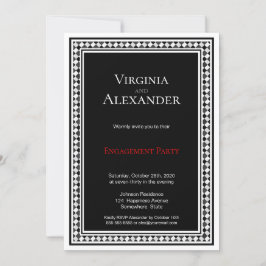 Dekorativ Gräns Black and White-Förlovningsfest Inbjudningar