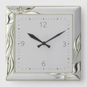 Dekorativ grått elegant Art Deco Fyrkantig Klocka