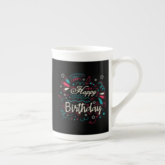 dekorativ grattis på födelsedagen benporslin mugg (Höger)