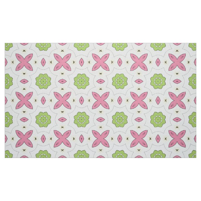Dekorativ grön geometrisk blomstermönsterad  tyg (Fat Quarter)