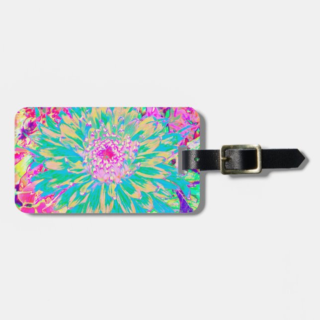 Dekorativ Grönt av kalk och Shock rosa Dahlia Flow Bagagebricka (Horisontell Framsida)