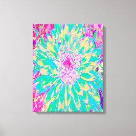 Dekorativ Grönt av kalk och Shock rosa Dahlia Flow Canvastryck