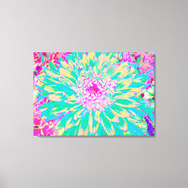 Dekorativ Grönt av kalk och Shock rosa Dahlia Flow Canvastryck