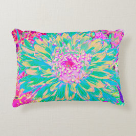 Dekorativ Grönt av kalk och Shock rosa Dahlia Flow Prydnadskudde
