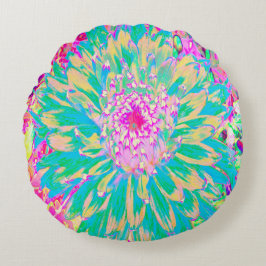 Dekorativ Grönt av kalk och Shock rosa Dahlia Flow Rund Kudde