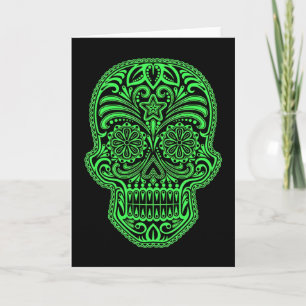 Dekorativ Grönt och svart socker Skull Kort