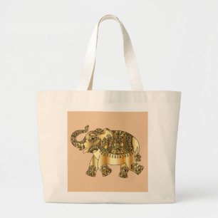 dekorativ guld elephant jumbo tote tygkasse