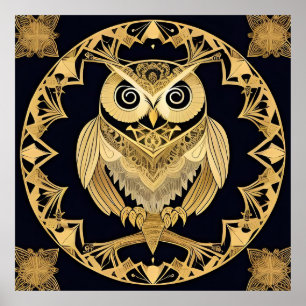 Dekorativ Guld Uggle Väggkonst Natur Lyx ✨