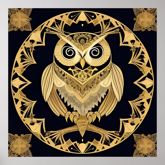 Dekorativ Guld Uggle Väggkonst Natur Lyx ✨ (Framsidan)