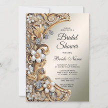 Dekorativ Guld White Blommigt Möhippa