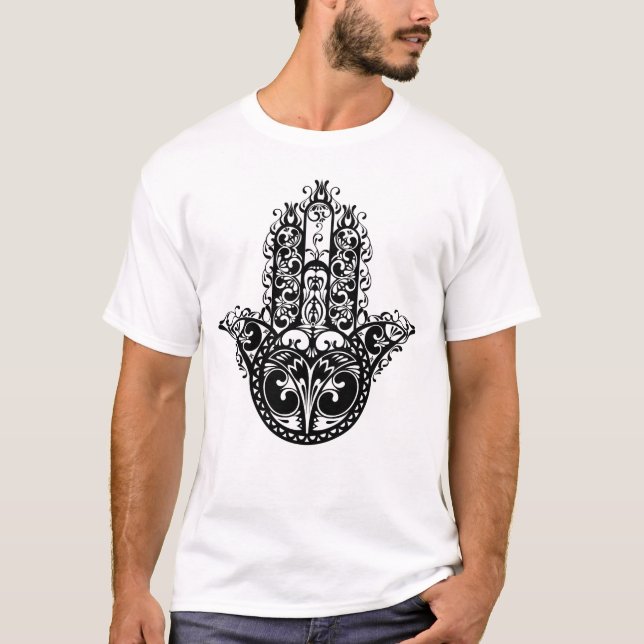 Dekorativ Hamsa design Tee Shirt (Framsida)