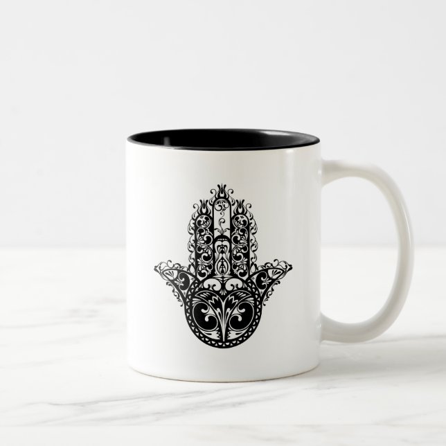 Dekorativ Hamsa design Två-Tonad Mugg (Höger)