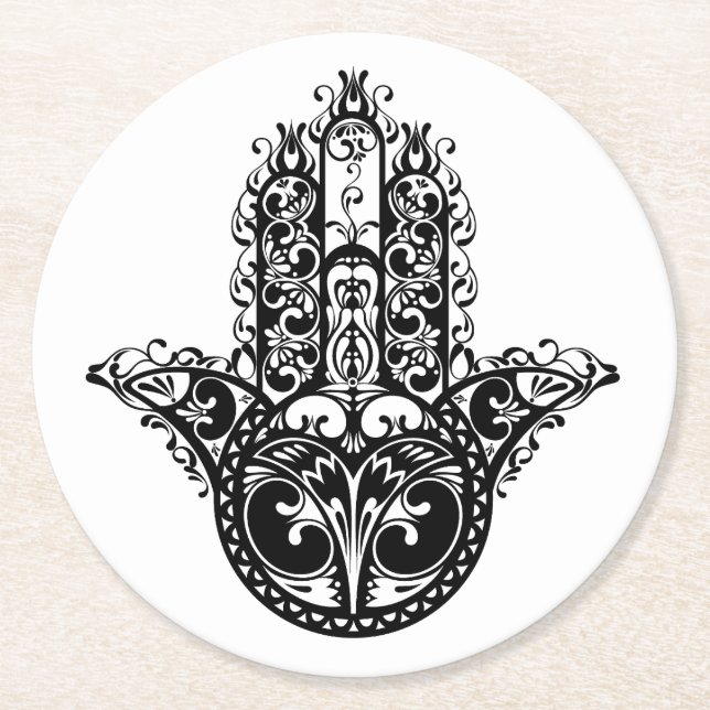 Dekorativ Hamsa design Underlägg Papper Rund (Framsidan)