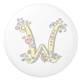 Dekorativ handtagsknapp av brev W med monogrammet Knopp