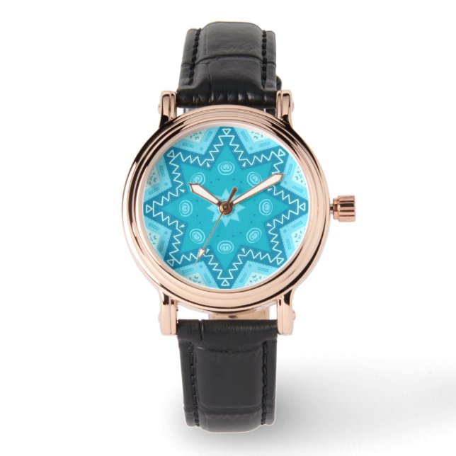 Dekorativ Himmel Blue Star Quilt Watch Armbandsur (Framsida)