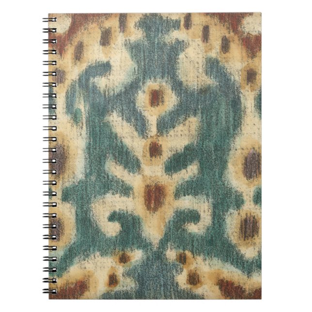 Dekorativ Ikat Fabric-design av Chariklia Zarris Anteckningsbok Med Spiral (Framsidan)