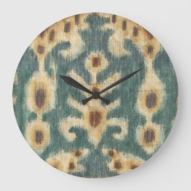 Dekorativ Ikat Fabric-design av Chariklia Zarris Stor Klocka (Framsida)