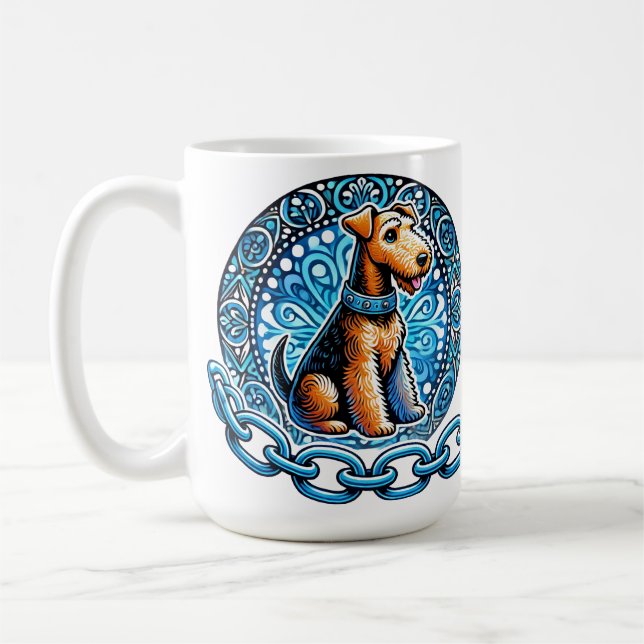 Dekorativ illustration av en terrierhund kaffemugg (Vänster)