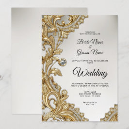 Dekorativ inbjudan till bröllopsinbjudan i Guld