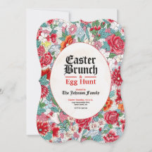 Dekorativ inbjudan till påsk Brunch & Egg Hunt