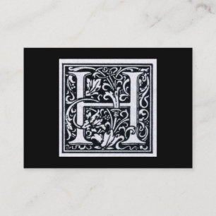 Dekorativ initial träsnittträkloss för brev "H" Visitkort