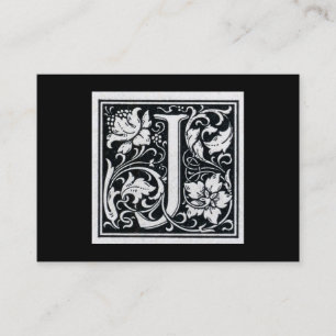 Dekorativ initial träsnittträkloss för brev "J" Visitkort