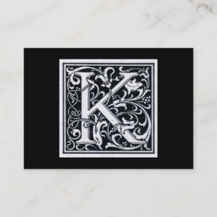 Dekorativ initial träsnittträkloss för brev "K" Visitkort