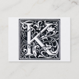Dekorativ initial träsnittträkloss för brev "K" Visitkort