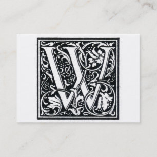 Dekorativ initial träsnittträkloss för brev "W" Visitkort
